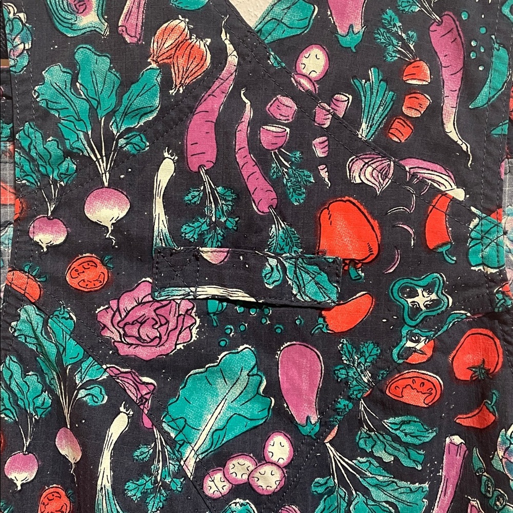 🥕 RARE PRINT 🍅 Duluth Trading Co Heirloom Gardening Overall Shorts💖 - Picture 8 of 14